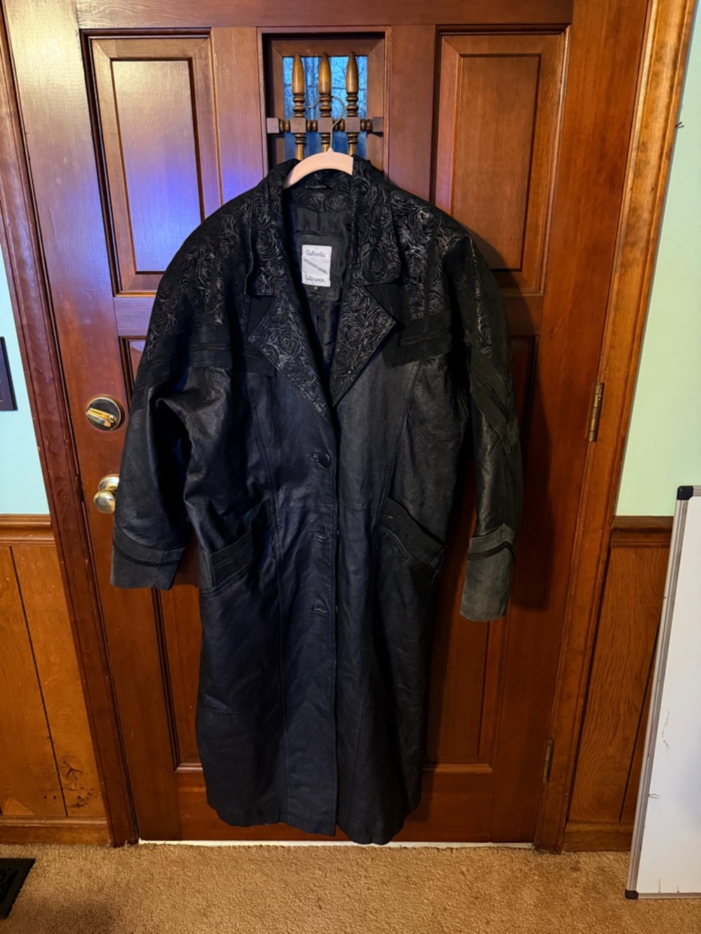 Black Long Leather Trench Coat
